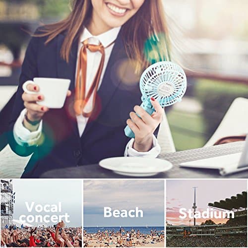 EasyAcc Handheld Fan USB Fans Portable Hand Fan 3 Speeds 180° Foldable with 6 Blades Personal Electric Mini Outdoor Fan with Rechargeable Battery Foldable Handle Desktop for Home Travel Outdoor- Green — view 3