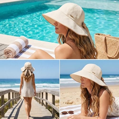 Wide Brim Sun Hat UPF 50+ Uv Protection Beach Hat for Travel Hiking — view 6