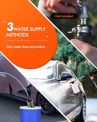 1500W Cordless Pressure Washer,21V Portable Pressure Washer,870 Psi High Power Washer Kit with 2 Nozzles 2000mAh Battery 16.4FT Hose Pressure Car Washers for Car Frool Garden Outdoor with bucket — view 5