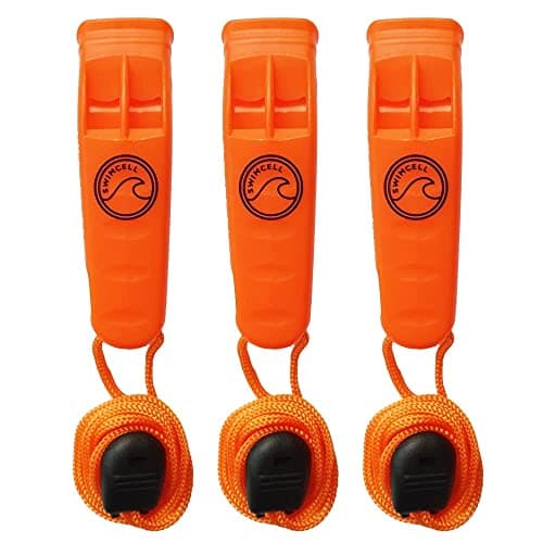 SwimCell Emergency Whistle - Swimming, Hiking, Camping - Orange (3 Pack)