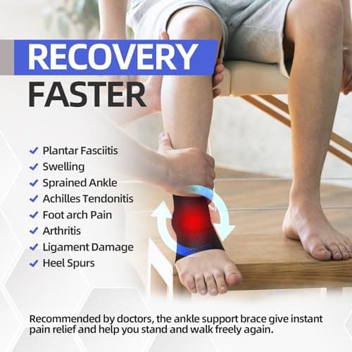 Lexniush 2 Pack Ankle Support for Sprained Ankle, Plantar Fasciitis Relief Achilles Tendonitis Support, Ankle Braces for Men & Women, Ankle Compression Socks Support for Ligament Damage, Sports — view 6