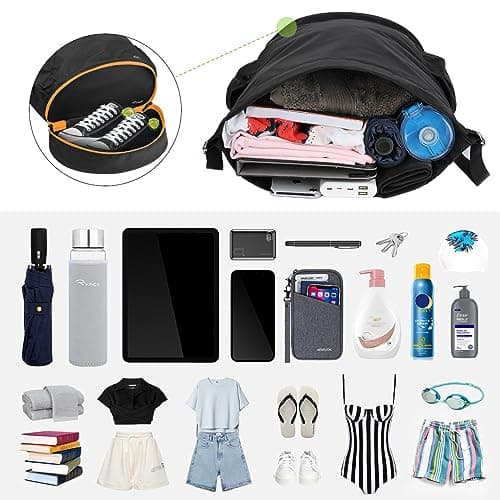 RYACO Drawstring Backpack Sports Gym Bag, Water Resistant String Sackpack Large Size with Zipper and Water Bottle Mesh Pockets for Gym Shopping Sport Yoga School Swimming Beach (Black & Orange) — view 5