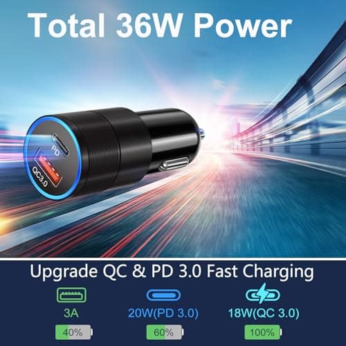 6 Pack USB C Car Charger, Bangfun 38W Dual 12V USB-C & USB-A Car Charger Multi Port QC+PD 3.0 Fast Charge Cigarette Lighter Adapter Phone Plug for iPhone 17 16 15 14 13 12 Pro Galaxy Pixel Android — view 2