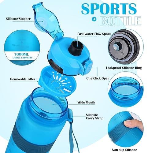 CodiCile Water Bottle, BPA Free 1l Water Bottle Leak Proof Drinks Bottle, Large Sports Bottle Great for Gym, School, Office and Travel (Blue) — view 3