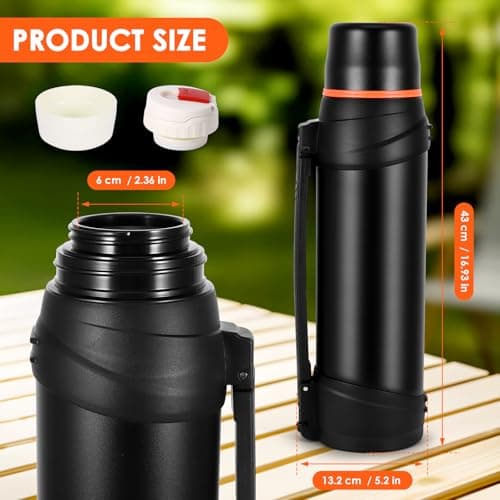 Flask for Hot Drinks 2.5L Stainless Steel Insulated Bottle, Black — view 2