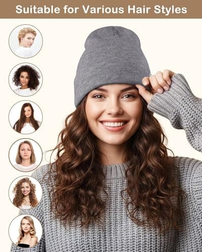 GADIEMKENSD Satin Lined Knit Beanie Hat Men Women Winter Thermal Anti-Static Anti-Pilling Woolly Hats Heated Soft Hair Care Skull Cap for Cycling Travel Running Skiing Golf Walking Yellow — view 4