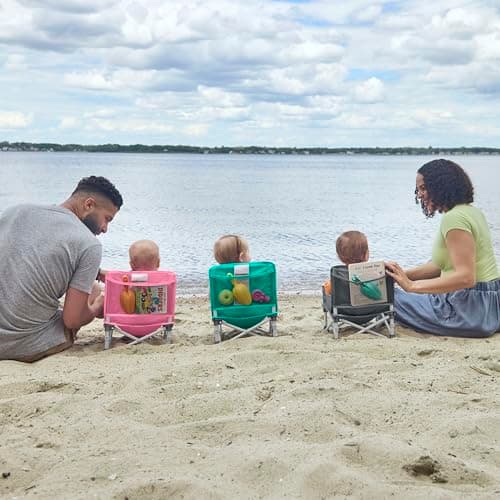 Bright Starts Pop 'N Sit Portable Booster, Indoor/Outdoor Use, Floor Seat with Feeding Tray, Grey, 6 Mos - 3 Yrs — view 2
