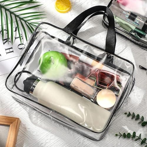 10 Pack Clear Toiletry Bags, PVC Travel Wash Bags with Handles and Zips — view 2