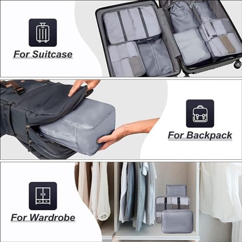 Packing Cubes for Suitcases Luggage Organizers Bag Travel Storage Bags Pouch Suitcases, Organiser Bags, Waterproof Backpack Suitcase, Travel Essentials Compression Bags 7 Pieces (Orange) — view 4