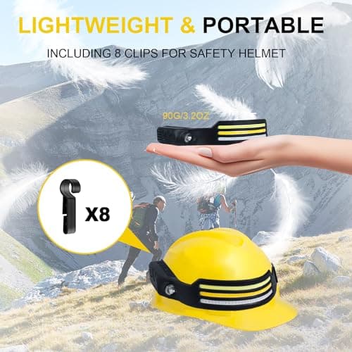 2 Packs Head Torch Rechargeable, Super Bright COB LED Head Torch 8 Lighting Modes Headlamp with Motion Sensor IPX4 Waterproof Lightweight Running Headlight for Running Cycling Camping Fishing — view 6