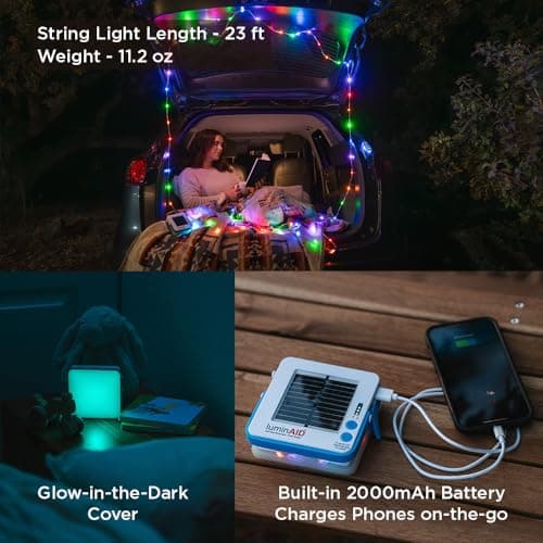 LuminAID Multicolor Solar String LED Lights with Phone Charger, 23 ft — view 4