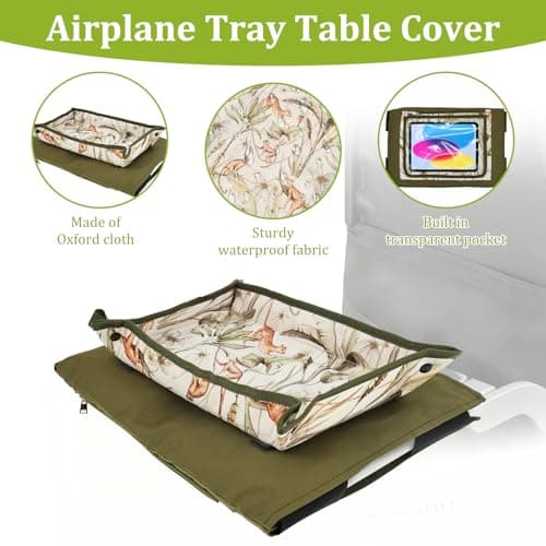 Kids Airplane Tray Table Cover with Tablet Holder | Toddler Travel Essential Activity Lap Tray for Flying, Train & Car Trips | Fabric Pockets & Waterproof Surface, Mess-Free Activity Organiser(Gibbon) — view 5