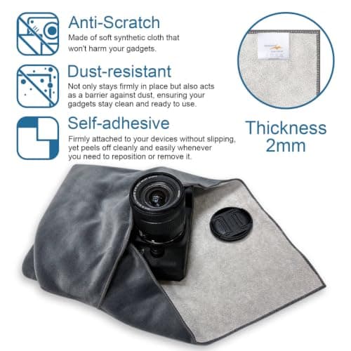 ComfortAce Wrapit.ly™ Magic Protective Wrap Cloth – Self-Adhesive Multi-Purpose Wrap for Camera, Lens, Laptop, Electronics, Travel Gear – Soft, Reusable Protective Wrap Fabric (Grey, 45x45cm) — view 4