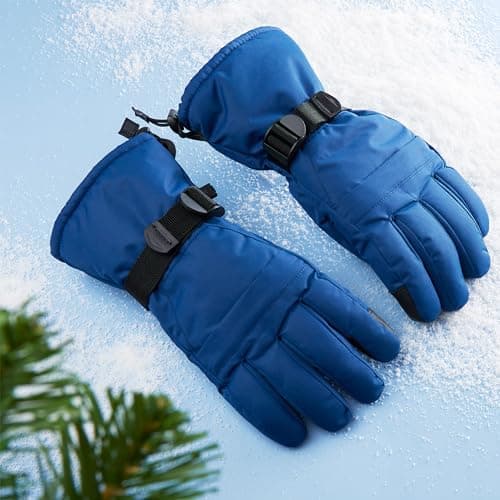 CityComfort Ski Gloves for Men & Teens, Thermal & Waterproof Winter Gloves, Touch Screen & Fleece Lined for Skiing & Cycling (Men Blue) — view 2