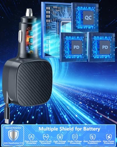 Apple MFi Certified Retractable Car Charger, 90W USB C Car Charger Adapter — view 6