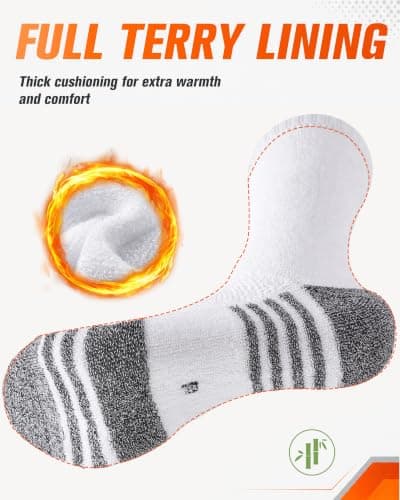 Niofind Mens Bamboo Thermal Socks, 6 Pairs Full Cushioned Breathable Socks — view 3