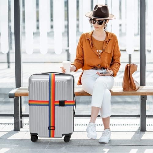 KINDOYO Luggage Suitcase Straps - Travel Accessories Thickened Luggage Belt with Quick Release Buckle, Adjustable Travel Luggage Straps for Suitcase Baggage, Orange, 1 Piece — view 6