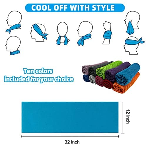 AWOWZ HHFCONE 10 Pack Cooling Towel Ice Towel Workout Towel, Soft Breathable Sweat Towel for Sports, Yoga, Gym, Golf, Camping, Running, Fitness, Workout & More Activities — view 5