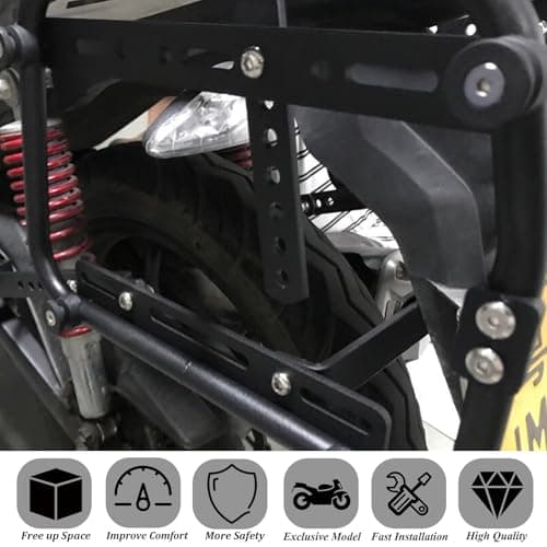 2024 Upgrade Pannier Rack Universal Motorcycle Side Box Bracket Motor E-Bike Side Luggage Boxes Steady Frame Kits Motorbike Rear Trunk Luggage Rack, Stainless Steel, Matte Black — view 6