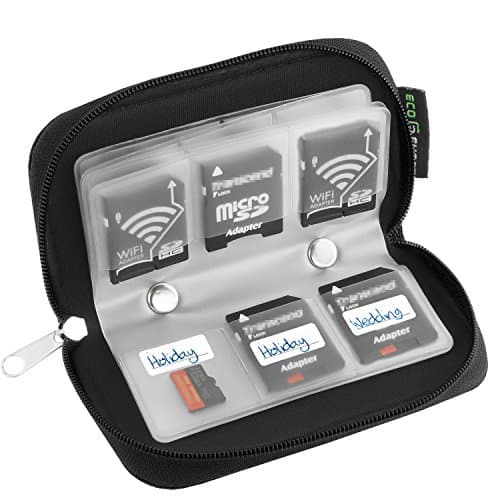 Eco-Fused Memory Card Carrying Case - Suitable for SDHC and SD Cards - 8 Pages and 22 Slots - Microfiber Cleaning Cloth Included - 22 Slots, Black — view 2