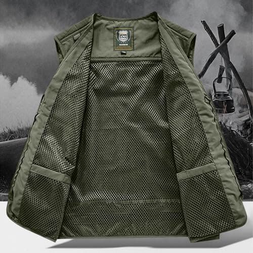 Cargo Vests for Mens UK Utility Giletlity Gilets with Multi Pockets Outdoor Lightweight Travel Security Vest Plus Size Sleeveless Zip Up Jackets for Tool Work Fishing Hiking Photographers — view 3