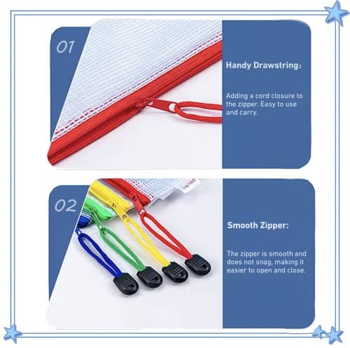 A5 Plastic Wallets File Folder Zip Lock Bags Document Wallet File Zipper Bags for Office Home School Supplies 5Pcs — view 4