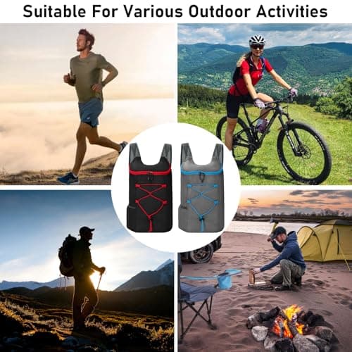 InfiniZer 2 Pcs Ultra Lightweight Foldable Backpacks Water Resistant Packable Rucksacks Hiking Daypacks for Women Men Outdoor Travelling Camping Biking Cycling Walking (Black 1+Grey 1) — view 6