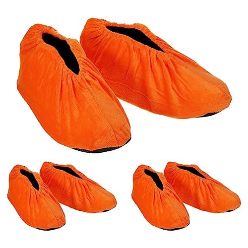 PATIKIL Shoe Covers, 3 Pairs Reusable Non Slip Shoe Protector Covers Washable Soft Shoe Cover for Household Office, Orange