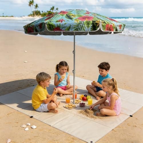 LOTTAFUN Portable Beach Umbrella 6ft – Lightweight Adjustable Outdoor Patio and Beach Umbrella Sun Shade with Sand Anchor & Carry Bag, Outdoor Folding no Tilt The sand needs to exceed the spiral 6inch — view 5