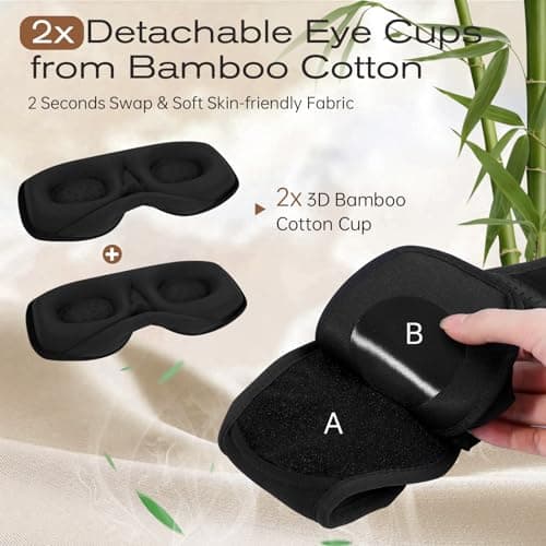 MUSICOZY BambooCotton Sleep Mask Headphone with Dual Removable 3D Eye Cups — view 6