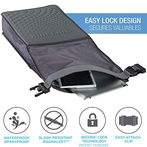 Lewis N. Clark Safebox Portable Safe with Anti Theft Combination Lock and Slash Resistant Material to Protect Wallet, Small, S, Compact — view 2