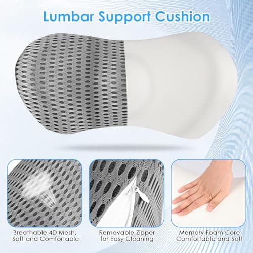 Gaethra Lumbar Support Cushion, Ergonomic Lumbar Support Pillow for Office Chair & Car Seat - Breathable Memory Foam Back Pillow for Lower Back Pain Relief, Post-Surgery Recovery, and Improved Sleep — view 4