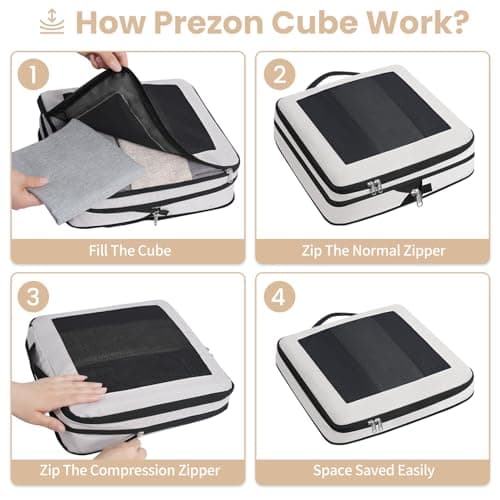 Prezon 8 Set Compression Packing Cubes for Suitcases, Full Open & Visible Design, Luggage Organizer Bags Set for Carry on, Travel Essentials Travel Gifts for Women with Laundry Bag and Shoe bag — view 4