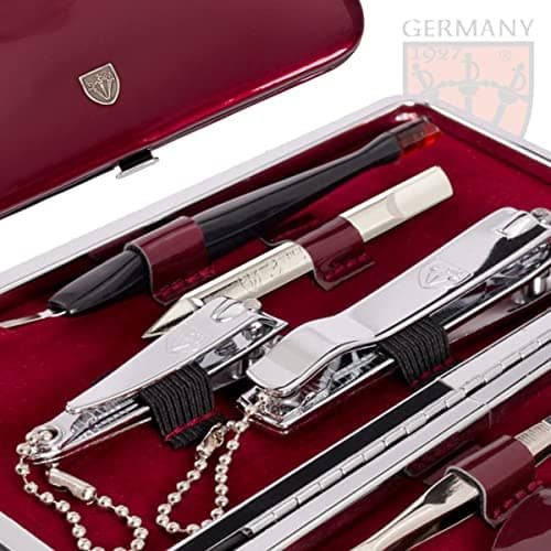3 Swords Germany - brand quality 8 piece manicure pedicure grooming kit set for professional finger & toe nail care scissors clipper fashion leather case in gift box, Made by 3 Swords (6639) — view 4