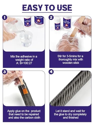 Kalolary 6PCS Carbon Fiber Repair Kit, 100g Epoxy Resin and 27g Hardener — view 6