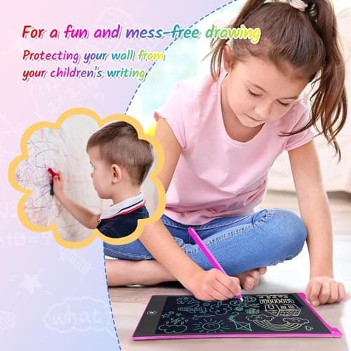 TECJOE 2 Pack LCD Writing Tablet, 10 Inch Colorful Doodle Board for Kids, Electronic Drawing Tablet Drawing Pads,Kids Travel Games Activity for Learning,Gifts for 3–6-Year-Old (Dark Blue and Magenta) — view 5
