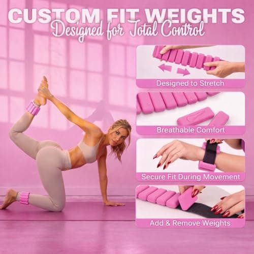 OMELYA Pilates Premium Full Set 23 pcs Pilates Equipment with Wrist Weights Pilates Essential Kit Yoga Kit Pilates Ring Mini Yoga Ball Resistance Bands Core Sliders Gift for Women (Pink) — view 6