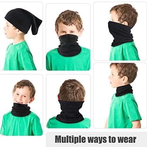 HEGCOIIE Winter Neck Warmer Snoods for Kids,Fleece Windproof Neck Gaiter Face Covering Mask Multifunctional Neck Scarf for Boys and Girls Outdoor Sports (Black) — view 5