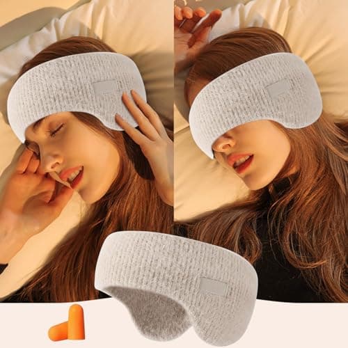 Adjustable Sleeping Earmuff Headband, Noise Cancelling Headband for Sleeping, Eye Mask Sleeping, Perfect for Sleeping and Relax Travel Use (Khaki) — view 2