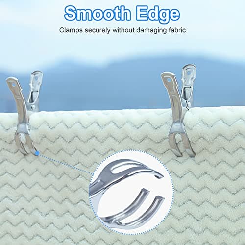 Coideal Beach Towel Pegs Clips - 10 Pack Large Stainless Steel Clothespins, Giant Heavy Duty Clothes Clamps for Sun Loungers Pool Cover — view 3