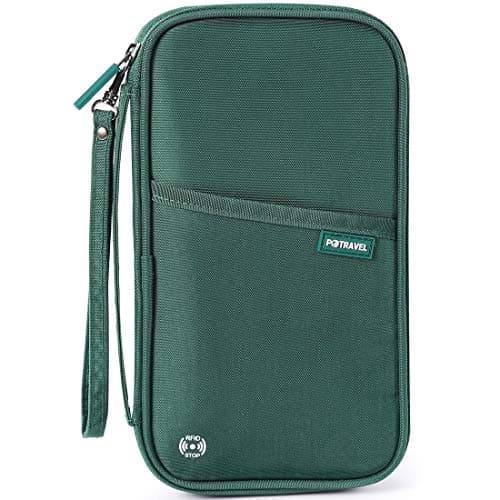 VanFn Travel Wallet Family Passport Holder RFID Blocking Travel Document Organiser Waterproof Holiday Passport Case Men Women for ID Card, Credit Cards, Flight Tickets, Money, Coins (Green) — view 2