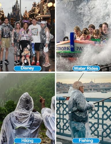 Henrycares Waterproof Rain Ponchos Adult, 10pcs Disposable Clear Raincoats for Women and Men Emergency, 150cm with Hood and Sleeves Family Pack, for Outdoor Concert, Theme Park, Camping, Hiking — view 6