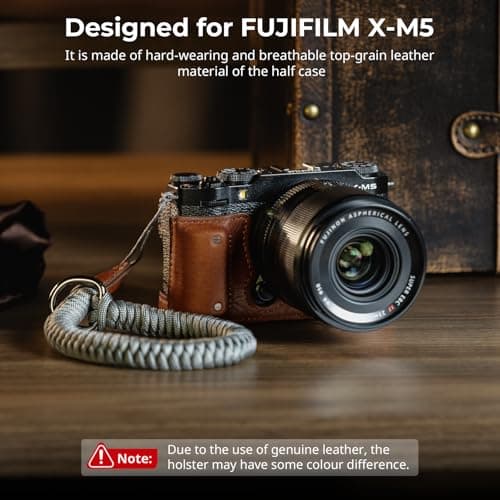 SMALLRIG X-M5 Leather Half Case Kit for FUJIFILM X-M5, Including Leather Half Case, Wrist Strap, Genuine Leather Material, Portable and Protecting (Brown) - 4880 — view 2