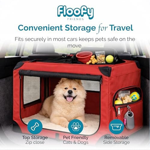 MOOL Lightweight Fabric Pet Carrier Crate for Dogs, Cats or Small Animals, Red — view 5