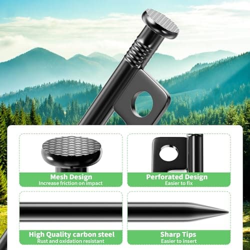 Forever Speed 8pcs Steel Tent Pegs with Storage Bag,30cm Heavy Duty Tent Pegs,Ground Pegs Camping Pegs for Hard Lands,Woods,Lawns,Awning Pegs for Outdoor Camping,Hiking,Backpacking — view 3