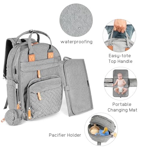 M.J COMFY-LIFE Baby Changing Backpack - Large Waterproof Diaper Bag with Insulated Bottle Pockets, Removable Changing Pad, Stroller Straps & Anti-Theft Design for Parents On-The-Go — view 3