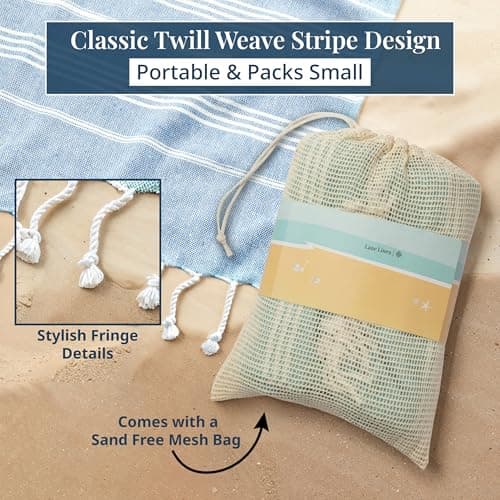 LANE LINEN Extra Large Turkish Cotton Beach Towel Blanket – Jumbo Sand-Free Quick Dry Travel Blanket – Oversized 208x208 cm Towel for Camping, Beach & Picnic - Sky Blue — view 4