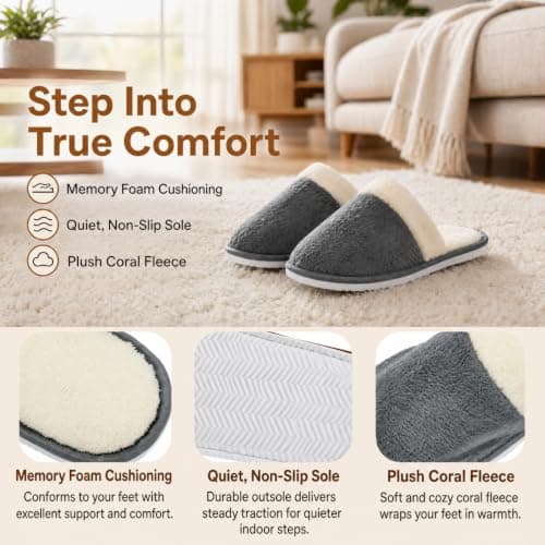 Goaste 8 Pairs Disposable Home Slippers, Non Slip Hotel Slippers, Washable Coral Fleece Spa Slippers, Closed-Toe Guest Slippers in 2 Colors for Men Women Guests, Home, Bathroom, Bedroom, Hotel, Travel — view 4