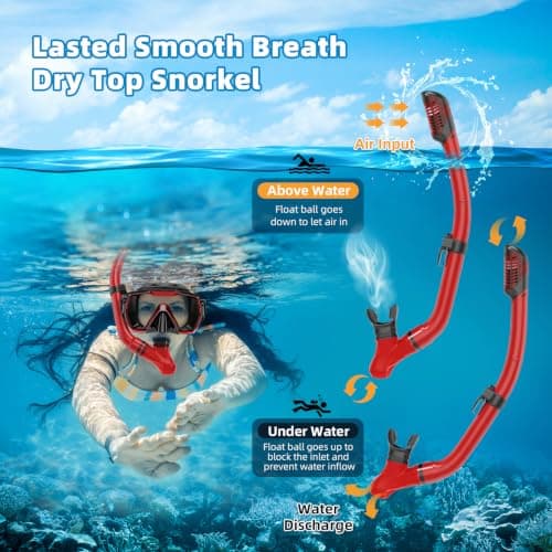 Honlanor Snorkel Set Adults Snorkeling Gear Anti-Leak and Anti-Fog Tempered Glass Lens Panoramic View Swim Mask Dry Top Snorkel Kit for Snorkeling Scuba Diving Swimming Travel — view 3