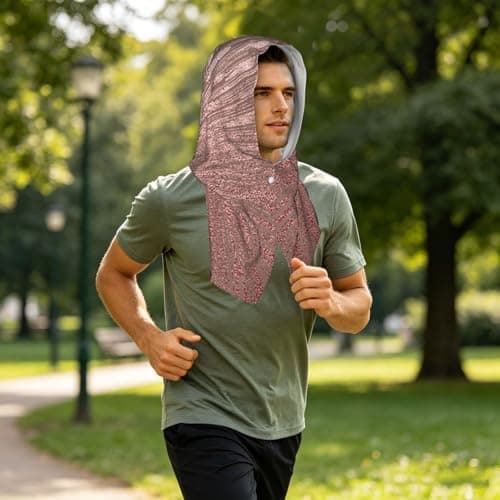 WXWJSHMGC Rose Gold Pink Print Cooling Hoodie Towel, Cooling Towels For Neck And Face Sun Protection Instant Cool Hoodie(Sport/Camping/Work Out/Hot Weather) — view 6